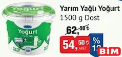 DOST YARIM YAĞLI YOĞURT 1500 G